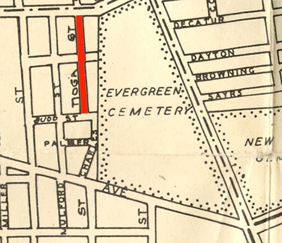 1946 map of Tioga Street, Camden