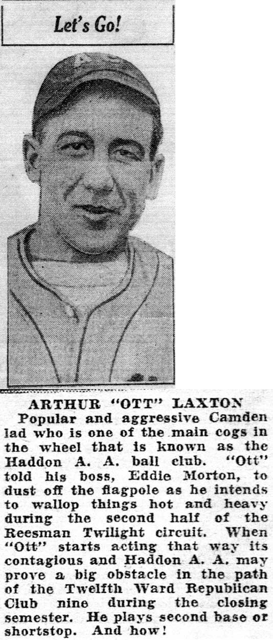 Arthur "Ott" Laxton - Camden Courier-Post, 1930s