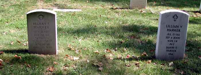 Grave markers of Harry E. Harker and Lillian V. Harker at Beverly National Cemetery
