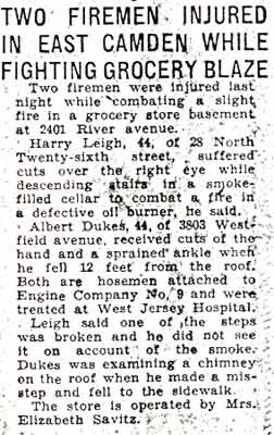 Camden Courier-Post, October 13, 1936 — Harry Leigh, Albert Dukes Sr., Mrs. Elizabeth Savitz