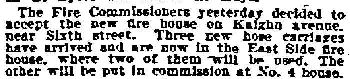 Philadelphia Inquirer, January 24, 1900 - new fire house on Kaighn Avenue near Sixth Street