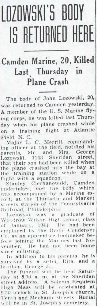 Lozowski's Body Is Returned Here newspaper clipping