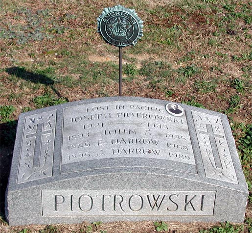 Tombstone at New St. Mary's Cemetery, Bellmawr NJ, bearing the name of Joseph J. Piotrowski