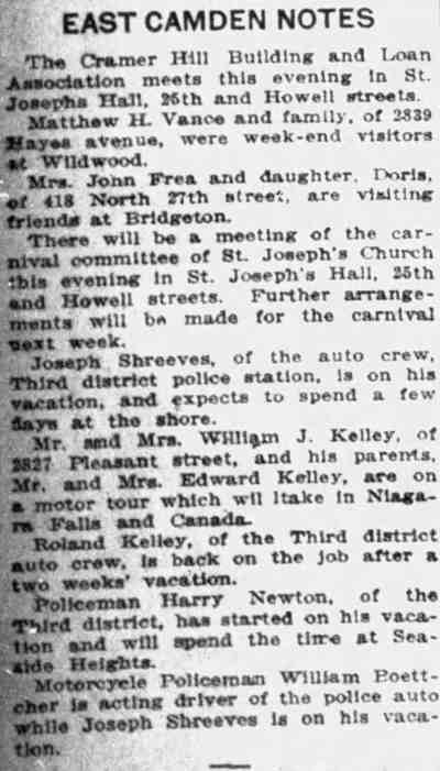 East Camden Notes newspaper clipping