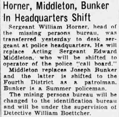 Horner, Middleton, Bunker In Headquarters Shift newspaper clipping