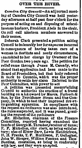 Over the River, Philadelphia Inquirer, April 9, 1880