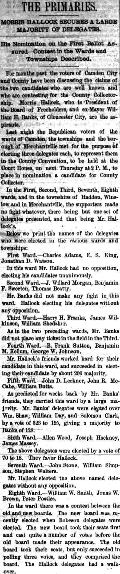 The Primaries, Camden Daily Courier, October 17, 1882