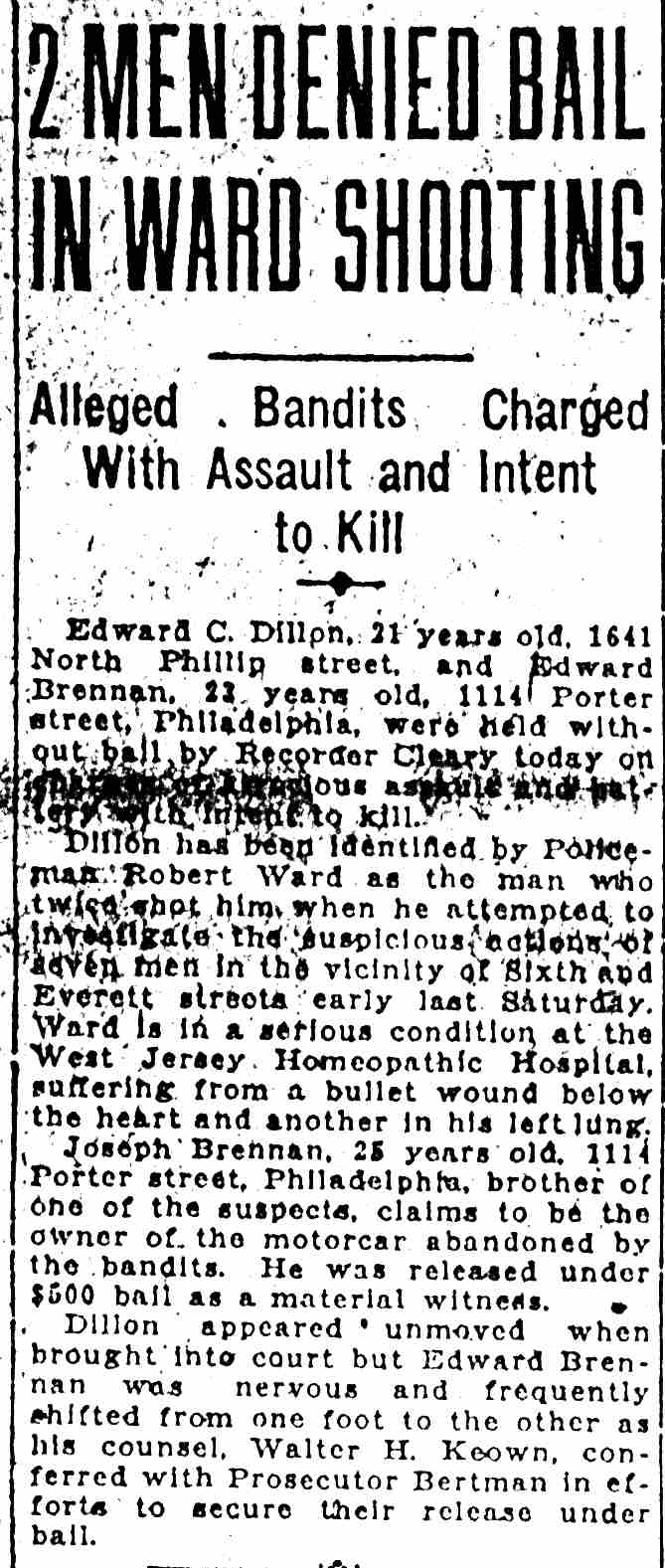 2 Men Denied Bail in Ward Shooting, Camden Courier, June 12, 1925