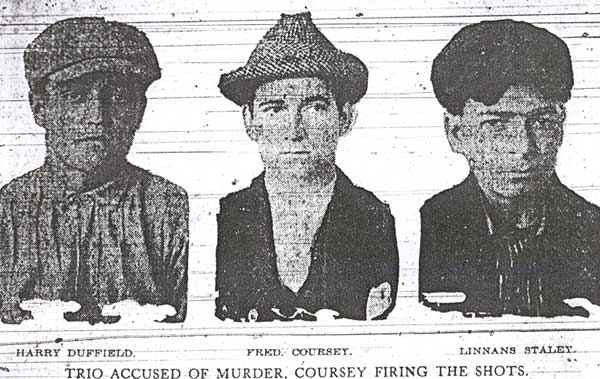Portraits of Harry Duffield, Fred Coursey, and Linnans Staley