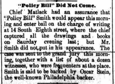 Policy Bill Did Not Come, Camden Daily Courier, January 5, 1886