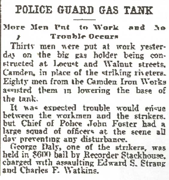 Police Guard Gas Tank, Philadelphia Inquirer, August 12, 1904