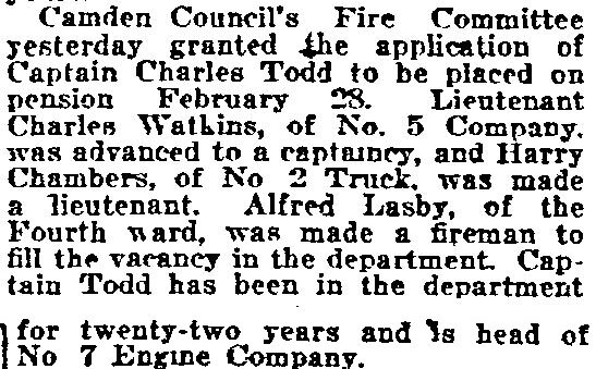 Fire Department Promotions, Philadelphia Inquirer, December 24, 1921