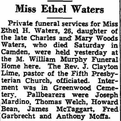 Miss Ethel Waters — Trenton Evening-Times, May 6, 1943