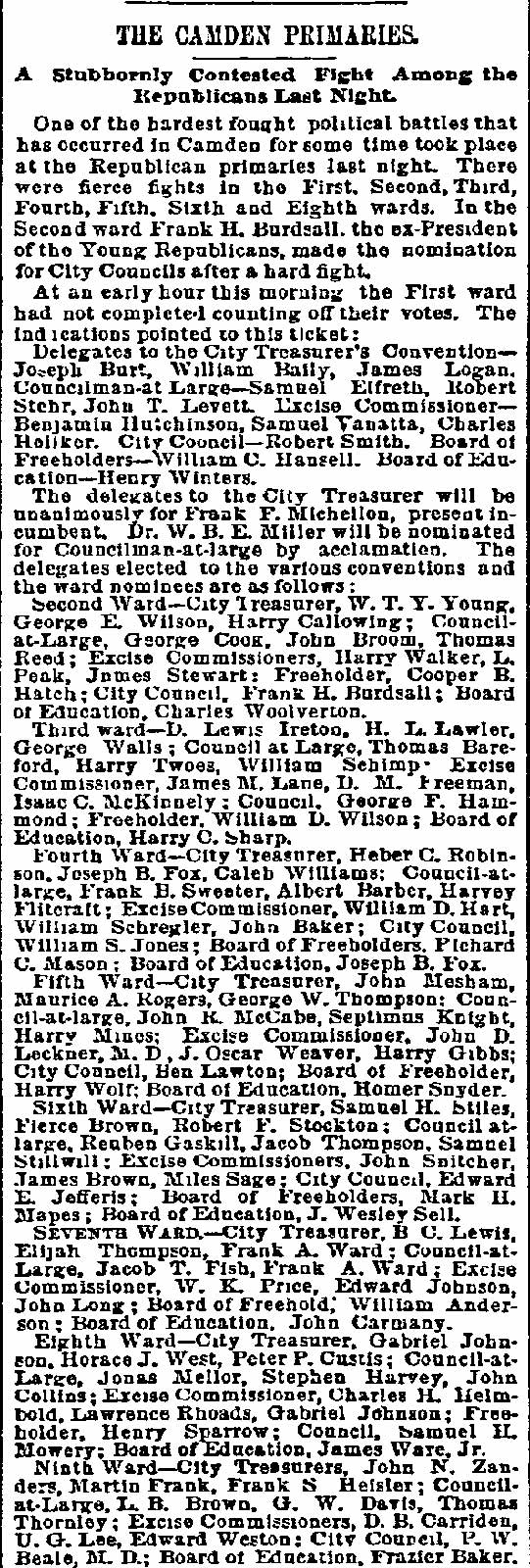 Philadelphia Inquirer clipping, February 11, 1890
