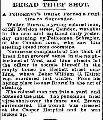 Philadelphia Inquirer, August 31, 1894 -- Bread Thief Shot