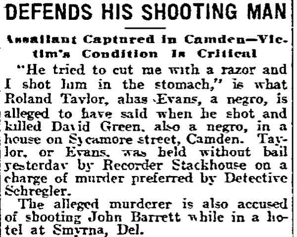Philadelphia Inquirer, December 28, 1911 -- Defends His Shooting Man
