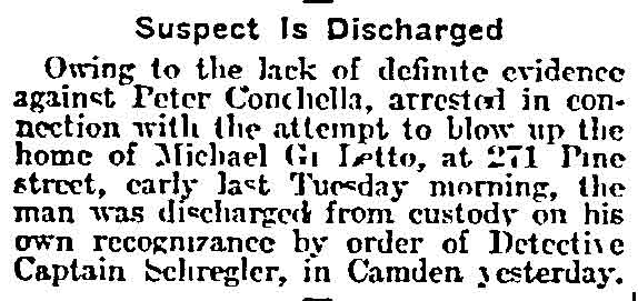 Philadelphia Inquirer, March 14, 1915 -- Suspect Is Discharged