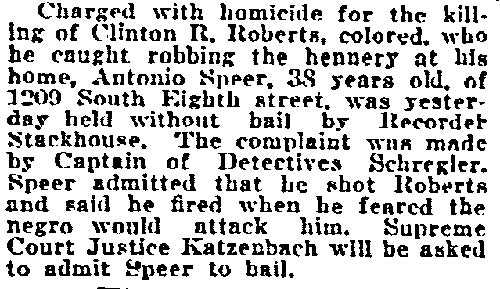 Philadelphia Inquirer, April 18, 1922 -- Charged with Homicide in Shooting