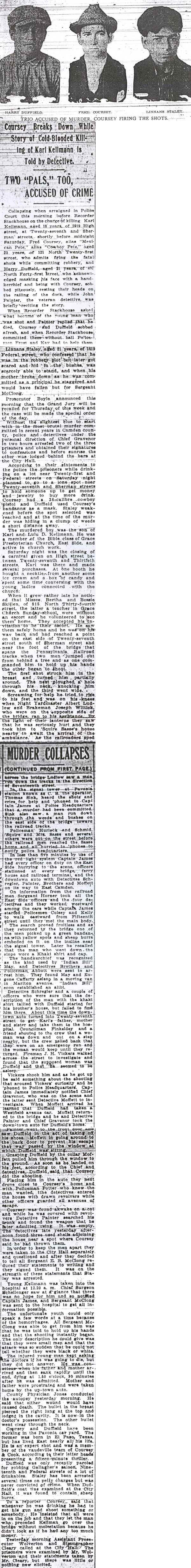 Camden Post-Telegram, October 14, 1912 — Boy's Brutal Murderer Collapses at Hearing (full column scan)