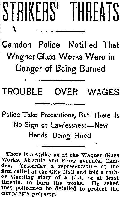 Strikers' Threats newspaper clipping, page 1