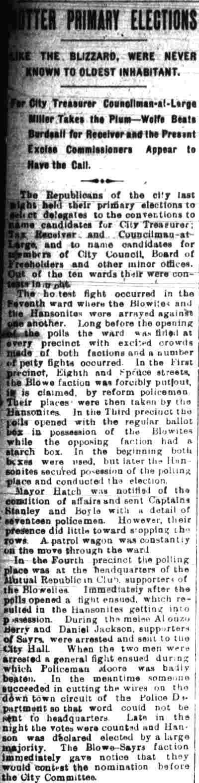 Bitter Primary Elections newspaper clipping