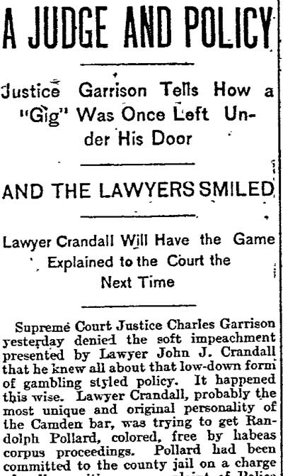 A Judge and Policy newspaper clipping, page 1