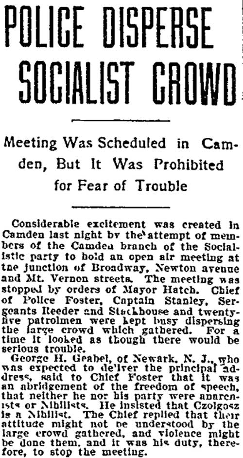 Police Disperse Socialist Crowd newspaper clipping