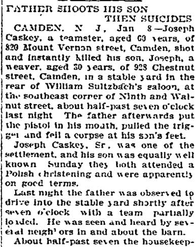 Father Shoots His Son Then Suicides newspaper clipping, page 1