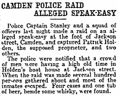 Camden Police Raid Alleged Speak-Easy newspaper clipping