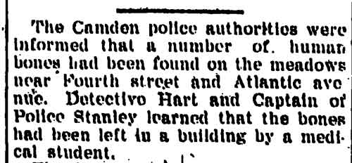 Human Bones Found on Camden Meadows newspaper clipping