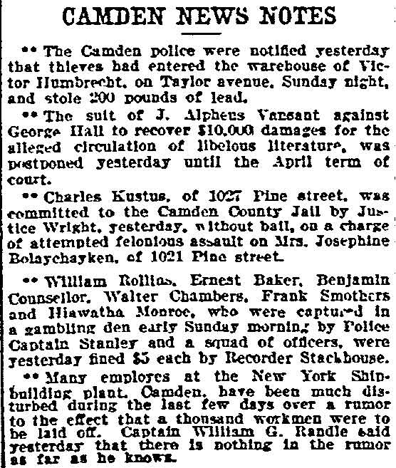 Camden News Notes newspaper clipping