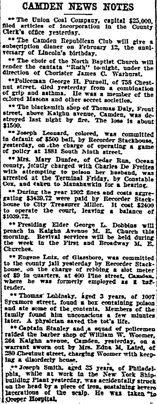 Camden News Notes newspaper clipping