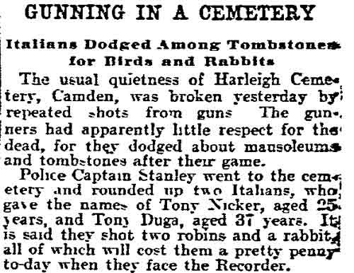 Gunning in a Cemetery newspaper clipping