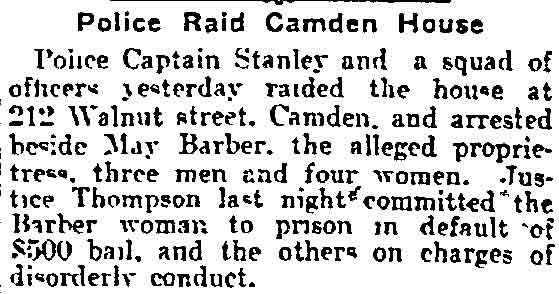 Police Raid Camden House newspaper clipping