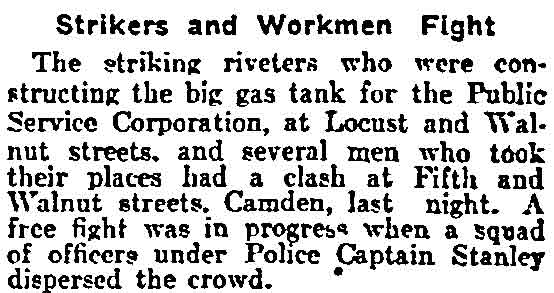 Strikers and Workmen Fight newspaper clipping