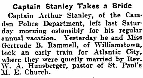 Captain Stanley Takes a Bride newspaper clipping