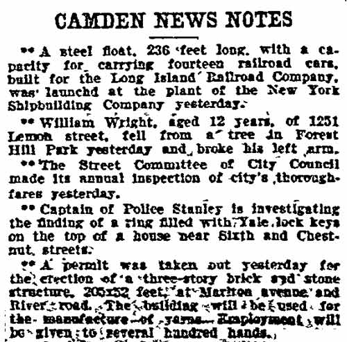 Camden News Notes newspaper clipping