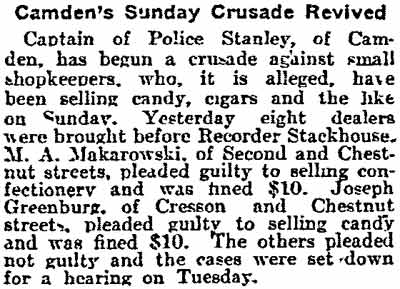 Camden’s Sunday Crusade Revived newspaper clipping