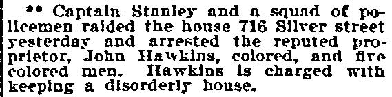 Silver Street Disorderly House Raided newspaper clipping