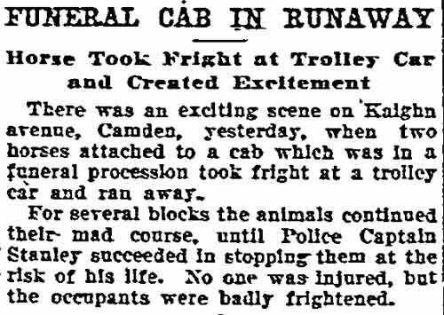 Funeral Cab in Runaway newspaper clipping