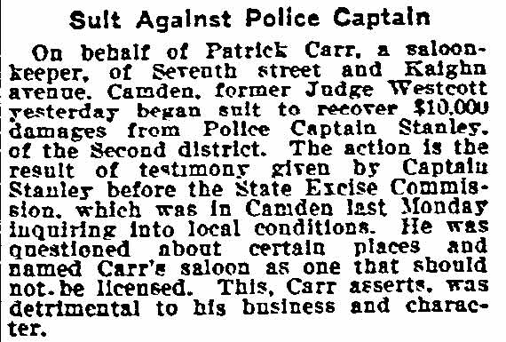 Suit Against Police Captain newspaper clipping