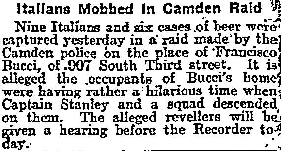Italians Mobbed in Camden Raid newspaper clipping