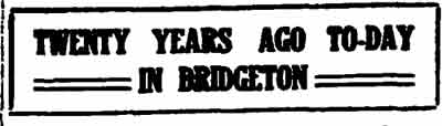 Twenty Years Ago To-Day in Bridgeton newspaper clipping, page 1