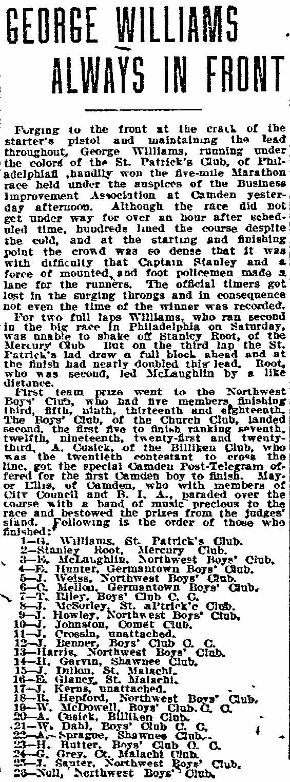 George Williams Always in Front newspaper clipping