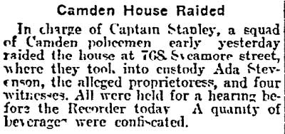 Camden House Raided newspaper clipping