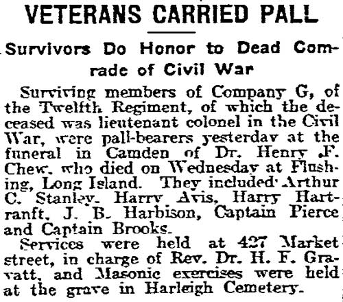 Veterans Carried Pall newspaper clipping