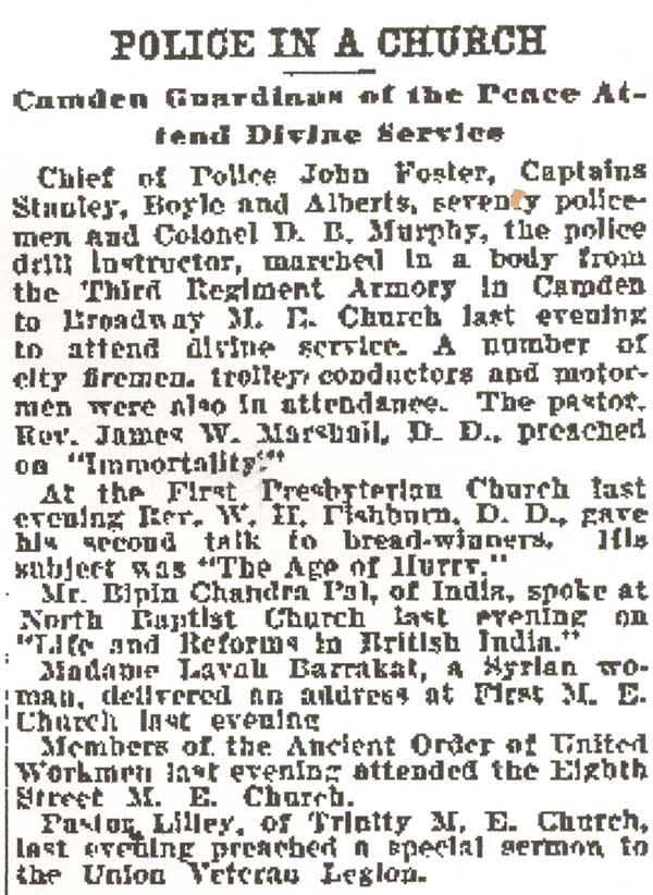 Police in a Church newspaper clipping