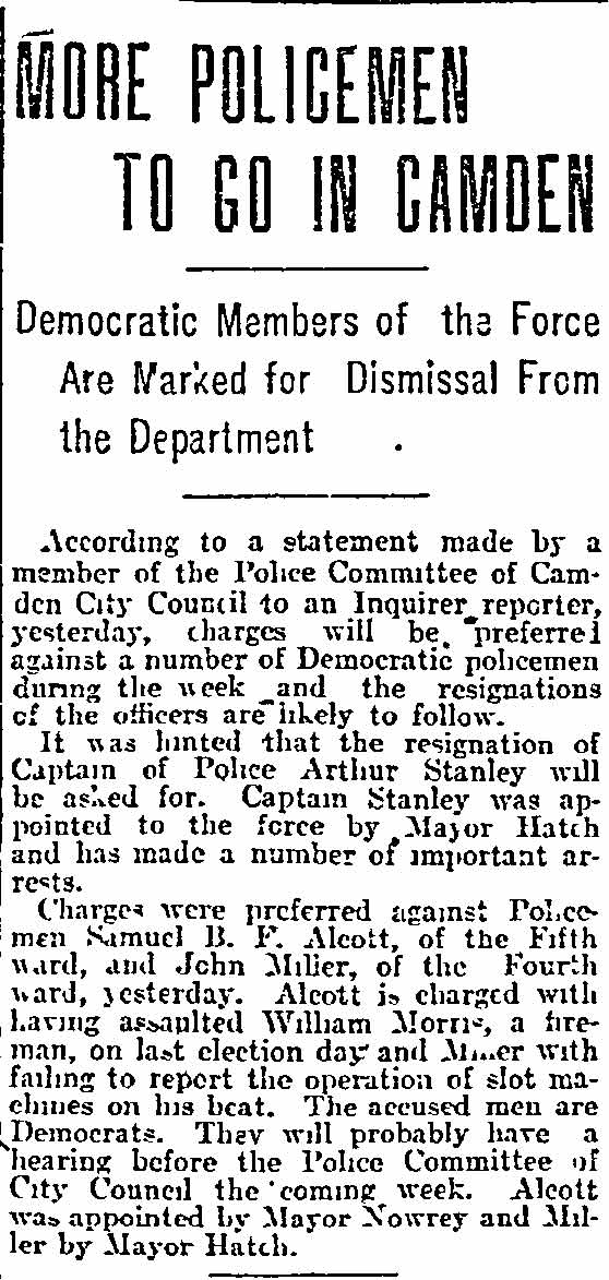 More Policemen to Go in Camden newspaper clipping
