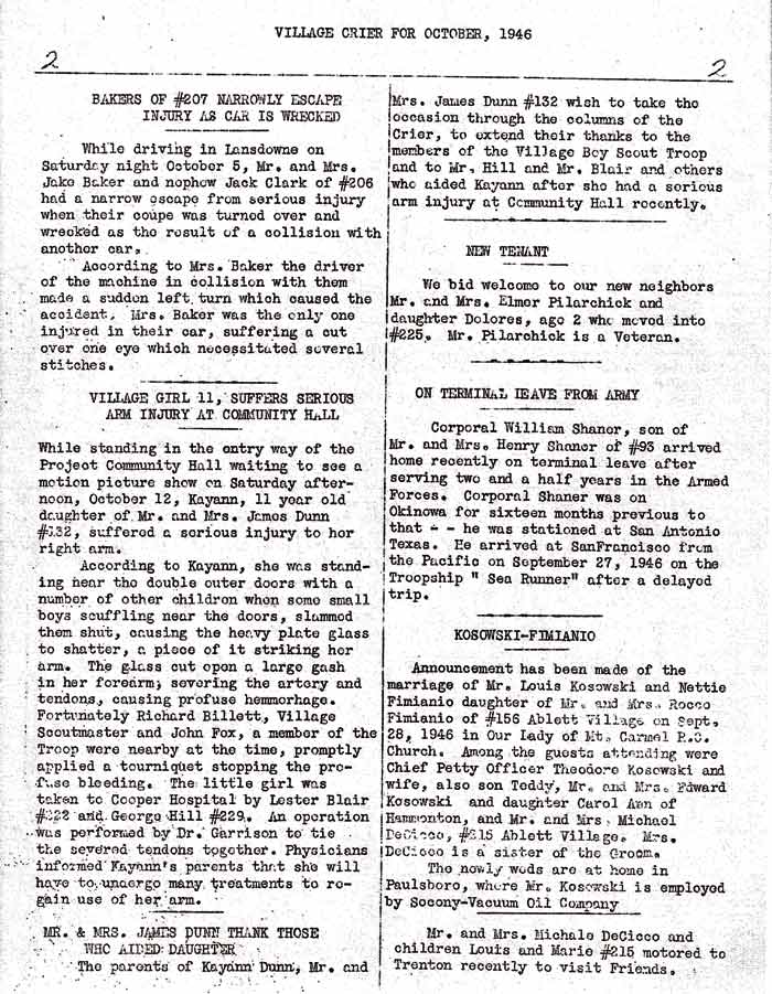 Village Crier, October 1946, page 2