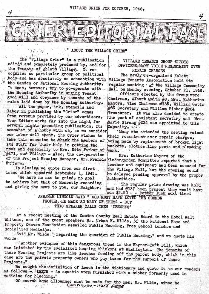 Village Crier, October 1946, page 4